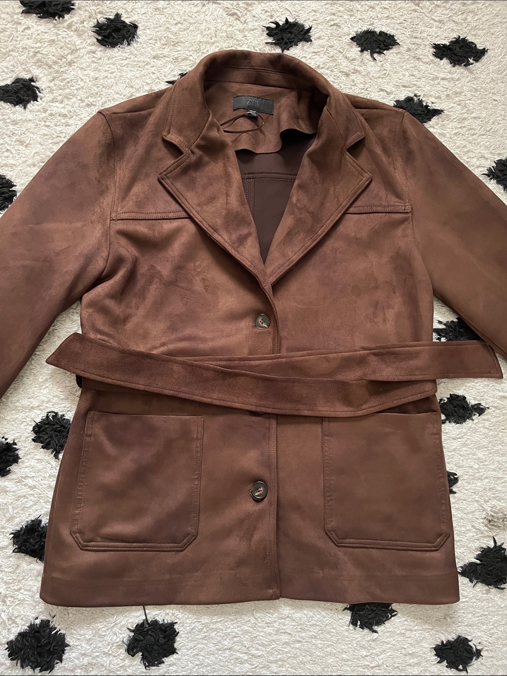 Zara size medium Brown Suede Belted Trench Coat style lightweight jacket